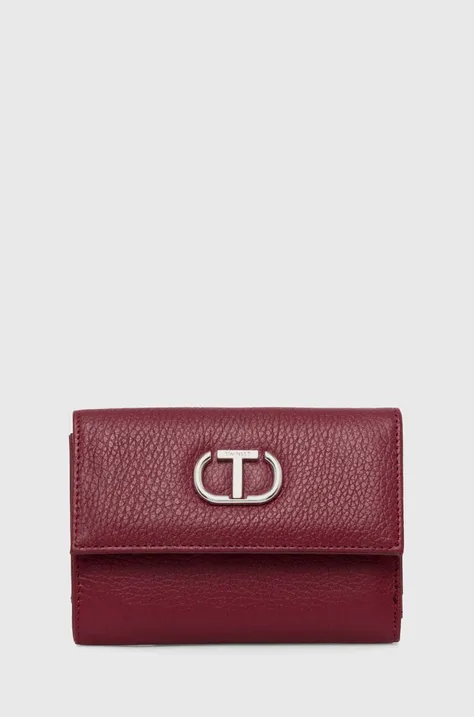 Шкіряний гаманець Twinset жіночий колір бордовий 242TB7016