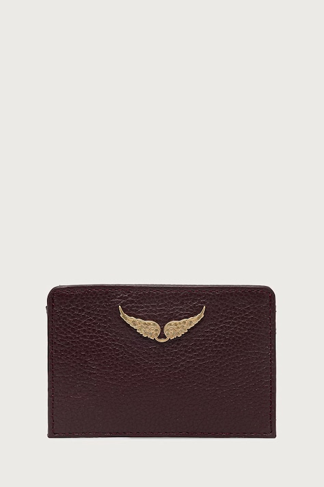 Zadig&Voltaire Etui na karty damskie skórzane bordowe LWSG00001