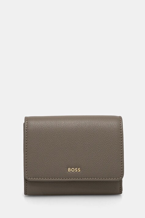 BOSS portofel de piele femei, culoarea gri, 50523685