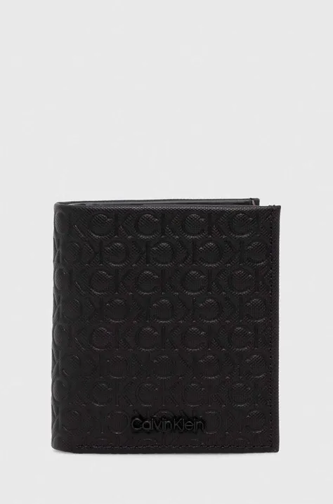 Δερμάτινο πορτοφόλι Calvin Klein ανδρικό, χρώμα: μαύρο, K50K511921