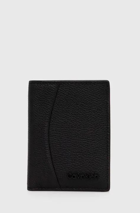 Kožené puzdro na karty Calvin Klein čierna farba, K50K511936