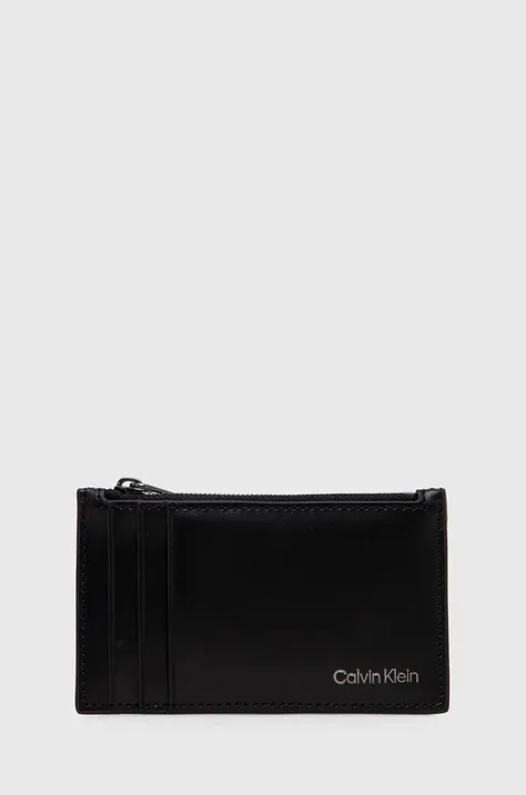 Δερμάτινο πορτοφόλι Calvin Klein ανδρικό, χρώμα: μαύρο, K50K512075
