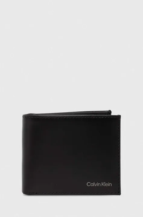 Δερμάτινο πορτοφόλι Calvin Klein ανδρικό, χρώμα: μαύρο, K50K512076