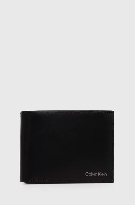 Usnjena denarnica Calvin Klein moška, črna barva, K50K512078