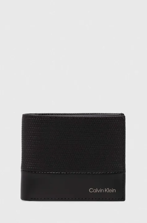 Δερμάτινο πορτοφόλι Calvin Klein ανδρικό, χρώμα: μαύρο, K50K512423
