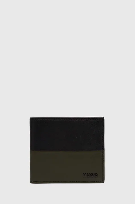 Шкіряний гаманець HUGO чоловічий колір чорний 50523695