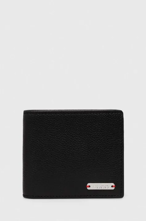 Шкіряний гаманець HUGO чоловічий колір чорний 50523696