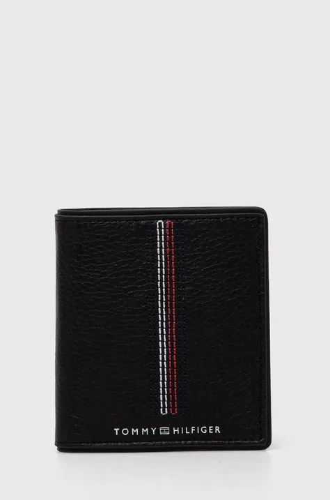Kožená peňaženka Tommy Hilfiger pánska, čierna farba, AM0AM12658