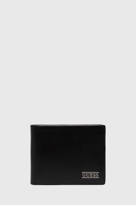 Guess portofel de piele NEW BSTN barbati, culoarea negru, SMNEBR LEA24
