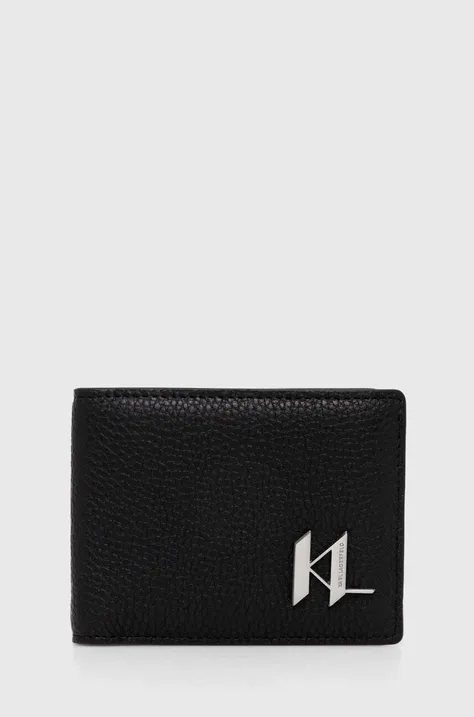 Δερμάτινο πορτοφόλι Karl Lagerfeld ανδρικό, χρώμα: μαύρο, 245M3208