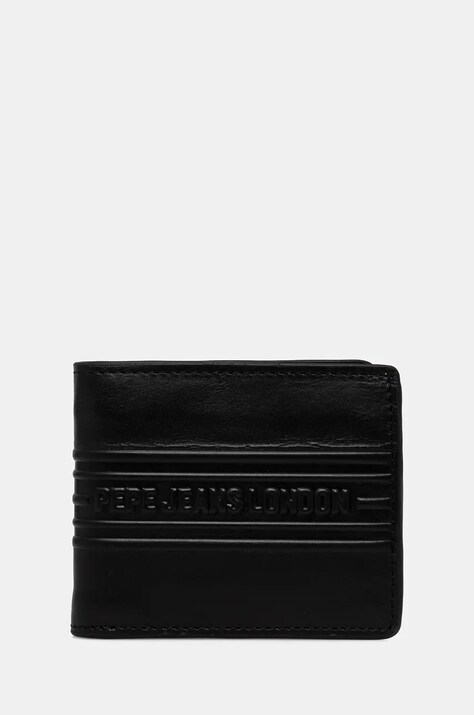 Pepe Jeans portofel de piele WOLF WALLET barbati, culoarea negru, PM070386