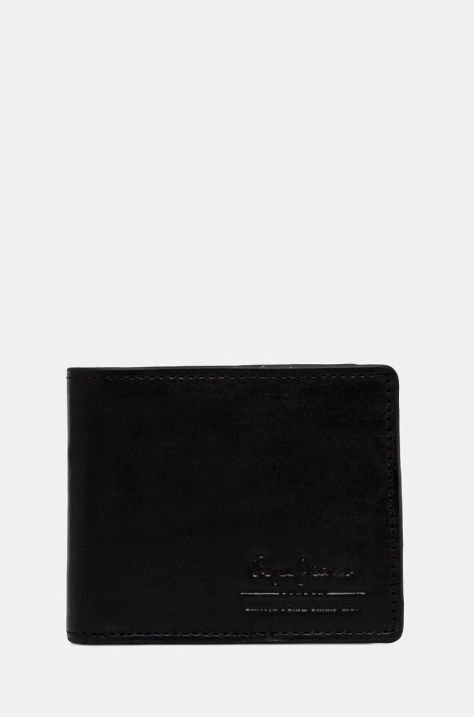 Pepe Jeans portofel de piele TATE WALLET barbati, culoarea negru, PM070387