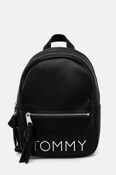 Tommy Jeans rucsac femei, culoarea negru, mic, neted, AW0AW16261