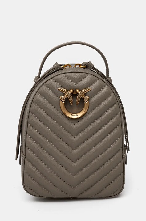 Pinko ghiozdan de piele femei, culoarea gri, mic, neted, 103614 A1J2