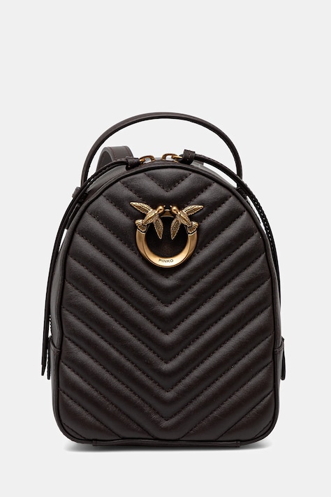 Pinko ghiozdan de piele femei, culoarea maro, mic, neted, 103614 A1J2