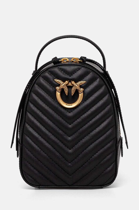 Kožni ruksak Pinko za žene, boja: crna, mali, bez uzorka, 103614 A1J2
