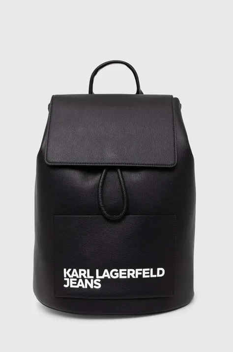 Karl Lagerfeld Jeans plecak damski kolor czarny duży z aplikacją 245J3011