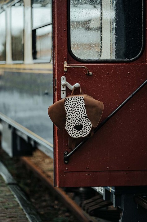 Дитячий шкіряний рюкзак Donsje Kapi Exclusive Backpack Dalmatian колір коричневий малий 5005123