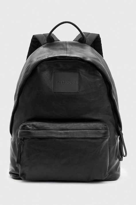 AllSaints Kožený ruksak AllSaints CARABINER BACKPACK pánsky, čierna farba, veľký, jednofarebný, M164XB