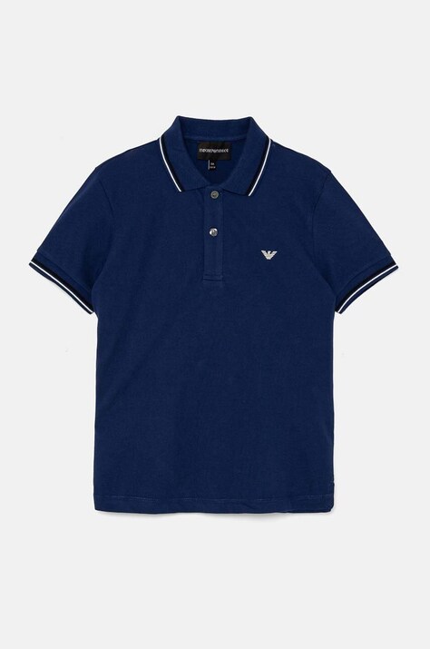 Emporio Armani tricou polo copii culoarea albastru marin, cu imprimeu, 8N4FB3 1JPTZ