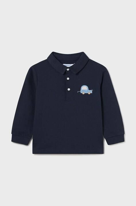 Дитяча бавовняна футболка поло Mayoral колір синій однотонне 2184