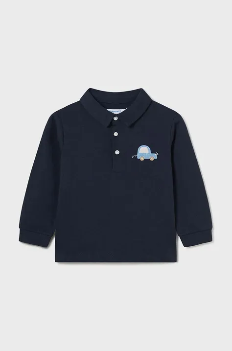 Дитяча бавовняна футболка поло Mayoral колір синій однотонне 2184