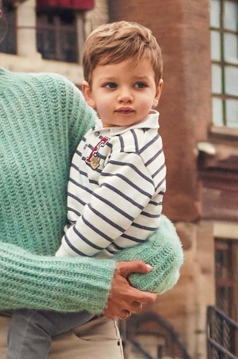 Бебешка тениска с яка Mayoral в бежово с десен 2459