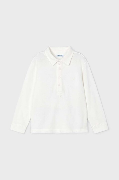 Детска памучна тениска с яка Mayoral в бежово с изчистен дизайн 4101