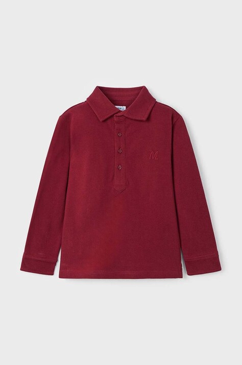 Mayoral tricouri polo din bumbac pentru copii culoarea bordo, neted, 4101