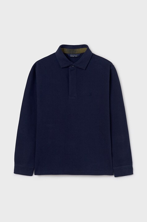 Дитяче бавовняне поло Mayoral колір синій однотонне 7104