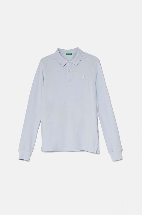 United Colors of Benetton longsleeve bawełniany dziecięcy kolor niebieski gładki 3089C300Z