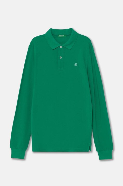 United Colors of Benetton longsleeve bawełniany dziecięcy kolor zielony gładki 3089C300Z