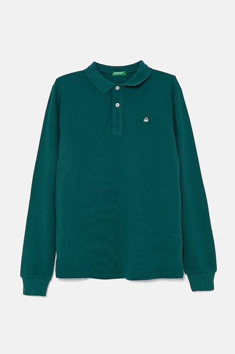 United Colors of Benetton tricou polo copii culoarea verde, neted, 3089C300Z