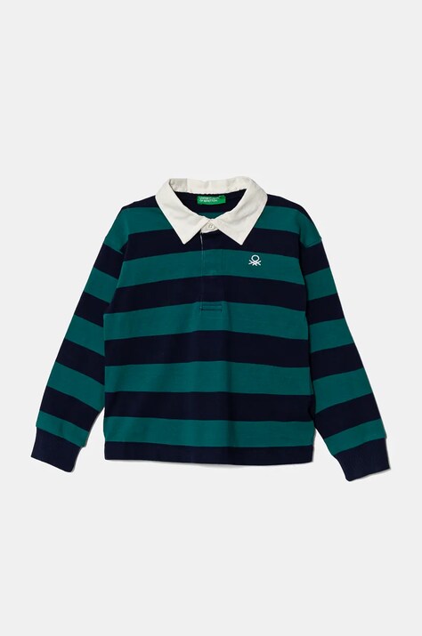 United Colors of Benetton longsleeve bawełniany dziecięcy kolor zielony wzorzysty 3TBXG300T