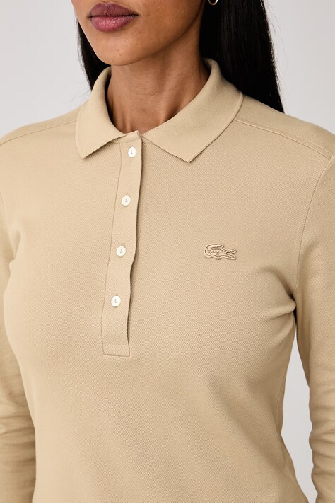 Lacoste Longsleeve damski bawełniany z elastanem beżowy PF5464