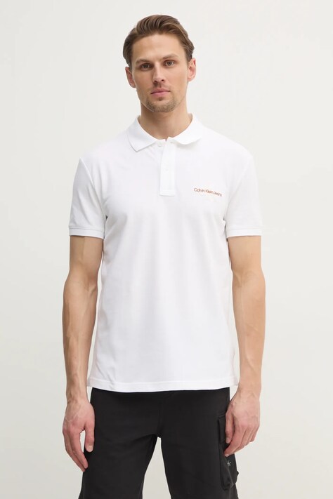 Πόλο Calvin Klein Jeans χρώμα: άσπρο, J30J325664