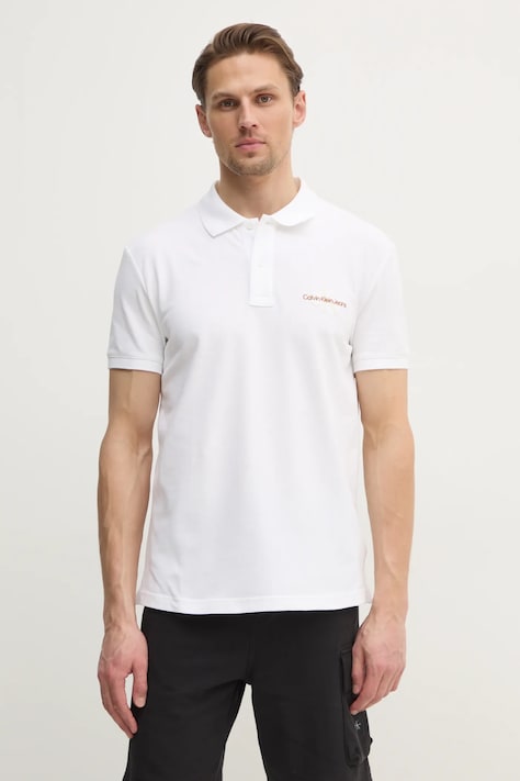 Calvin Klein Jeans poló fehér, férfi, nyomott mintás, J30J325664