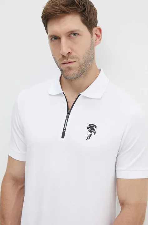 Polo tričko Karl Lagerfeld pánske, biela farba, s potlačou, 543221.745400
