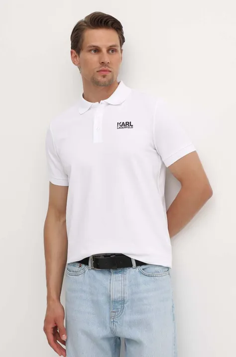 Polo tričko Karl Lagerfeld bílá barva, s potiskem, 543235.745088