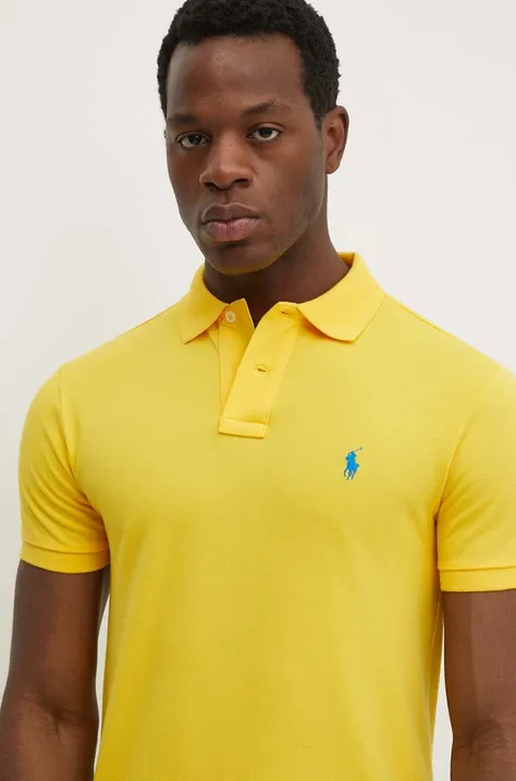 Хлопковое поло Polo Ralph Lauren цвет жёлтый однотонное 710795080