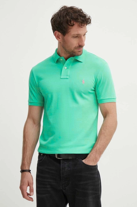 Polo Ralph Lauren polo de bumbac culoarea verde, neted, 710795080