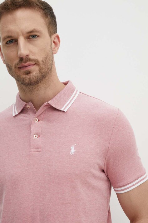 Polo Ralph Lauren polo męski kolor różowy gładki 710941492