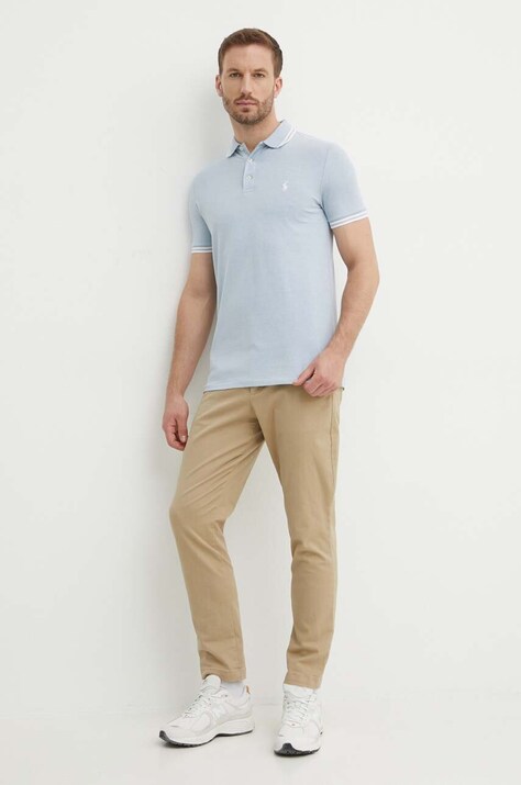 Polo Ralph Lauren polo męski kolor niebieski gładki 710941492