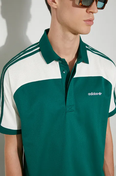 Polo tričko adidas Originals 80s Premium Archive Mock Mesh zelená barva, JC6529