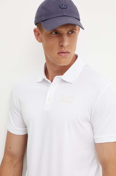 Поло EA7 Emporio Armani мужское цвет белый с принтом PJVQZ.6DPF16