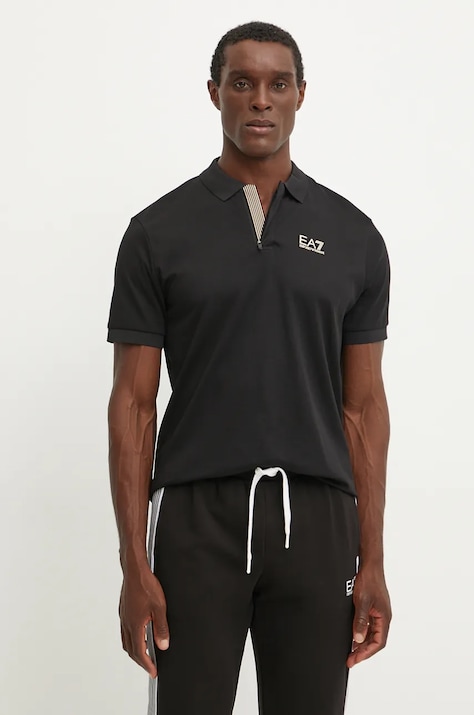 EA7 Emporio Armani pamut póló fekete, nyomott mintás, PJOLZ.6DPF09