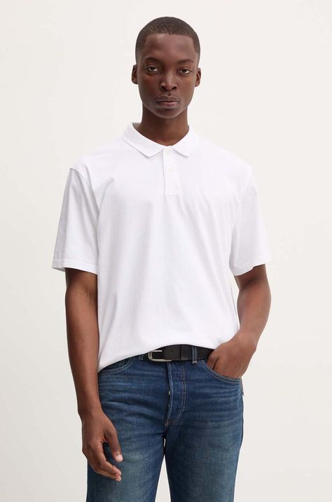 Βαμβακερό μπλουζάκι πόλο Levi's χρώμα: άσπρο, A6735
