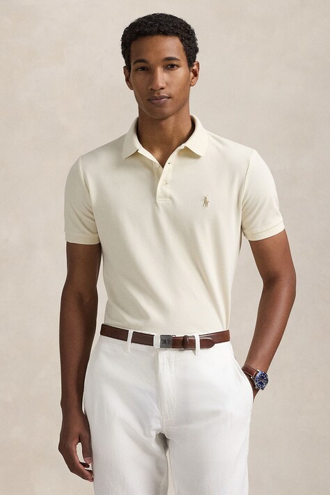 Polo Ralph Lauren Polo męskie bawełniane z elastanem beżowe 710941439