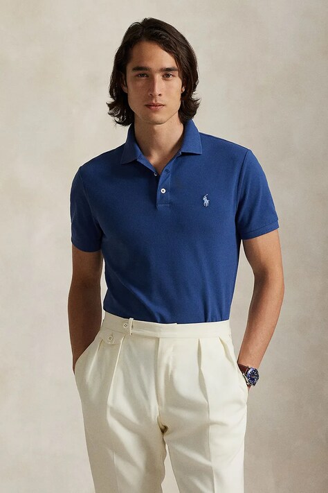 Polo Ralph Lauren polo męski kolor granatowy gładki 710941439