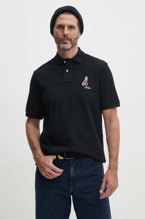 Polo Ralph Lauren polo in cotone colore nero con applicazione 710953336